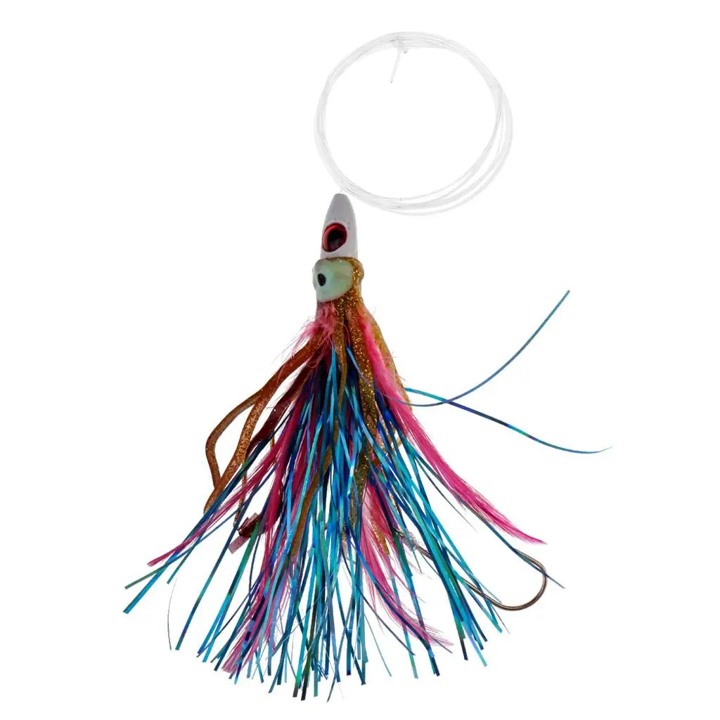 

Soft Lure Squid Lead Head Bionic 14cm Feathers Random Fishing Novelties Set for Saltwater Jigging