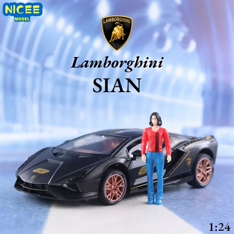 

Модель спортивного автомобиля Lamborghini SIAN из сплава в масштабе 1:24, игрушечная машинка из литья под давлением, игрушечная машинка со звуком и искусственными драгоценностями для детей, модель автомобиля F601