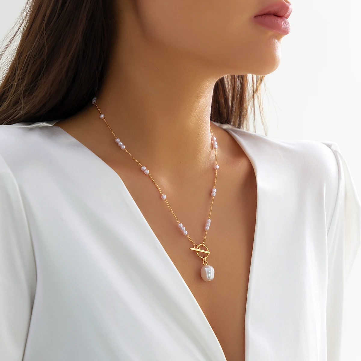 Imitation Pearl Beads Chains Pendants Necklace for Women Trendy Elegant Female Necklace 2023 Fashion Jewelry Accessories on Neck