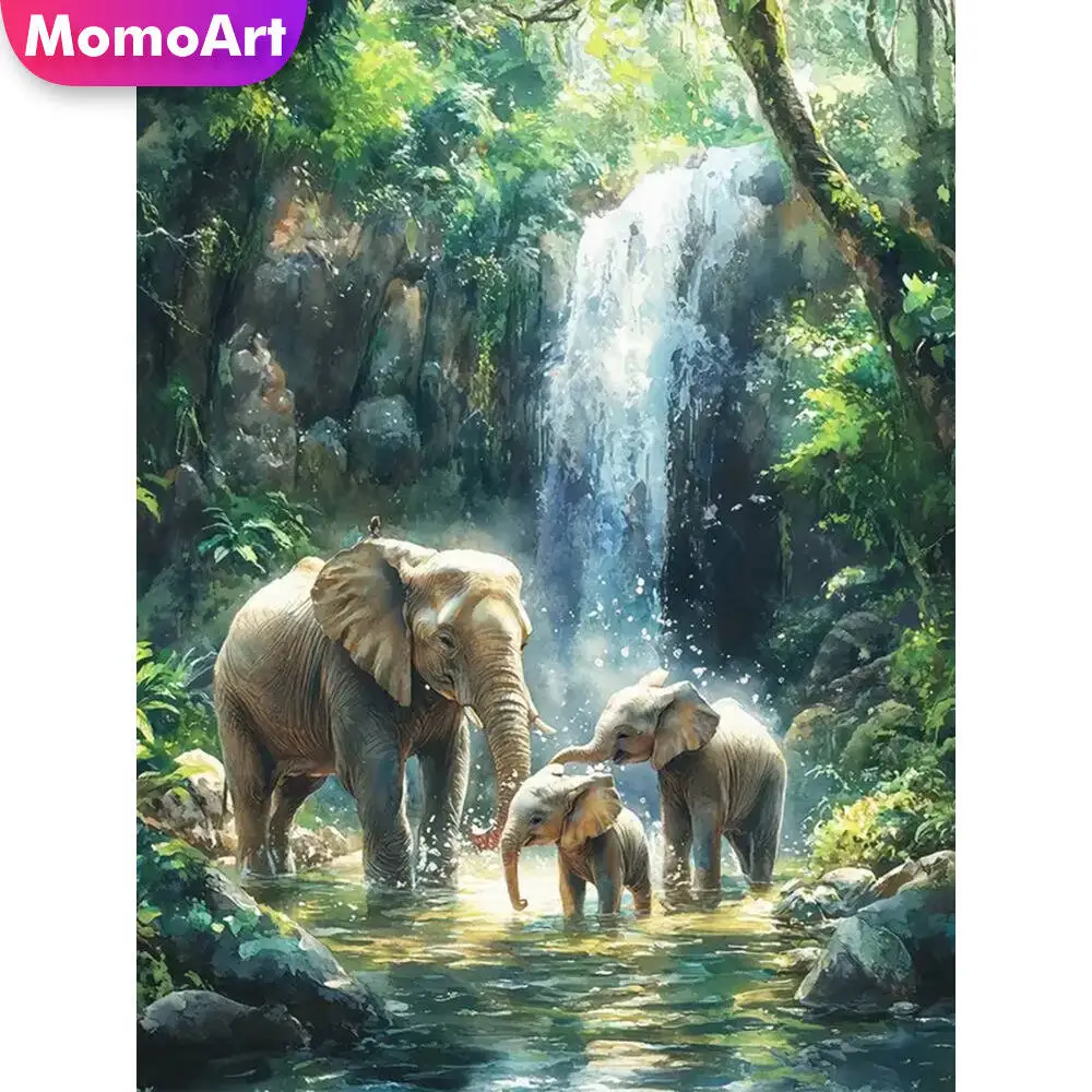 Momoart Elephant Diamond Painting Animal Pattern For Adults Beginners Diamond Mosaic Waterfall DIY New Arrival Home Decoration