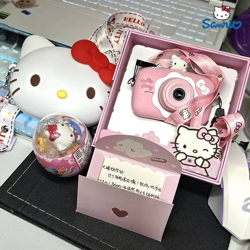 Anime Sanrio 4000w Pixels Kawaii Hello Kitty Portable Children Camera Digital Small Slr Hd Video Play Music Game Anti-fall Gifts