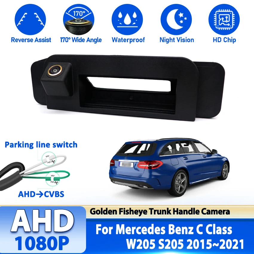 Reversing Camera For Mercedes Benz C Class W205 S205 2015~2021 Car Trunk Handle Rear View Reversing 170 Degree Parking Camera