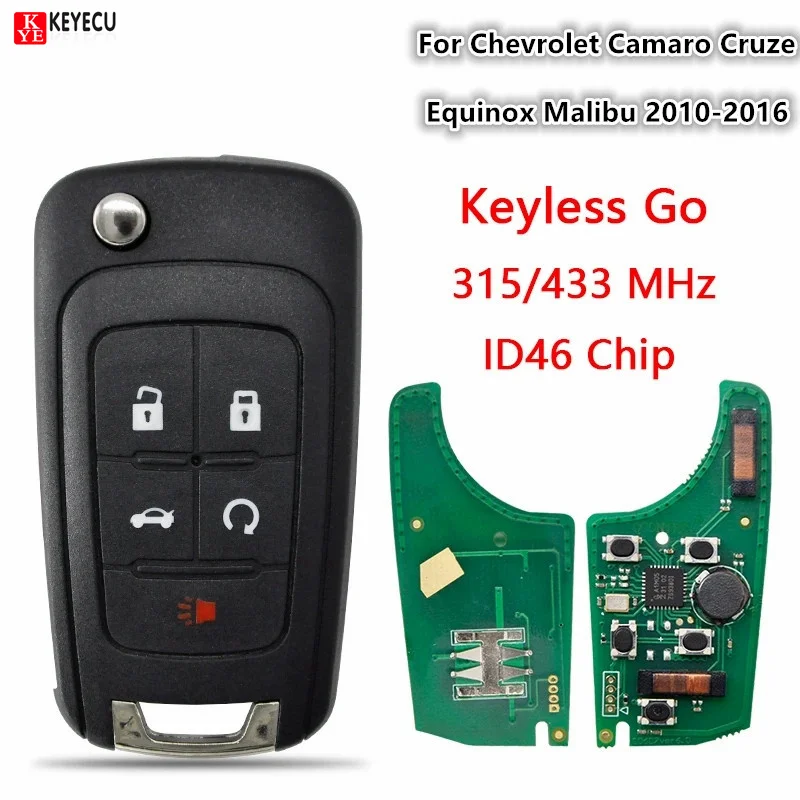 

Ключ от автомобиля KEYECU для Chevrolet Camaro Cruze Equinox Malibu 2010-2016 ID46 PCF7952 чип 315 МГц автоматический умный ключ без ключа с дистанционным управлением