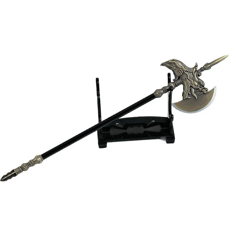 Modelos de armas frias chinesas de 22cm/8,66 polegadas, machado de dragão crestado, periféricos de jogo, machos de brinquedo, artesanato de metal, ornamento de mesa, presentes para meninos