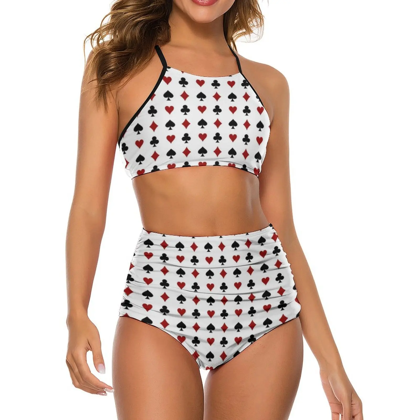 

Playing Poker Bikini Set Hearts Diamonds Clubs Spades Card Suits Push Up Bikini Swimsuit Sexy Swimwear Pool Graphic Swimsuits