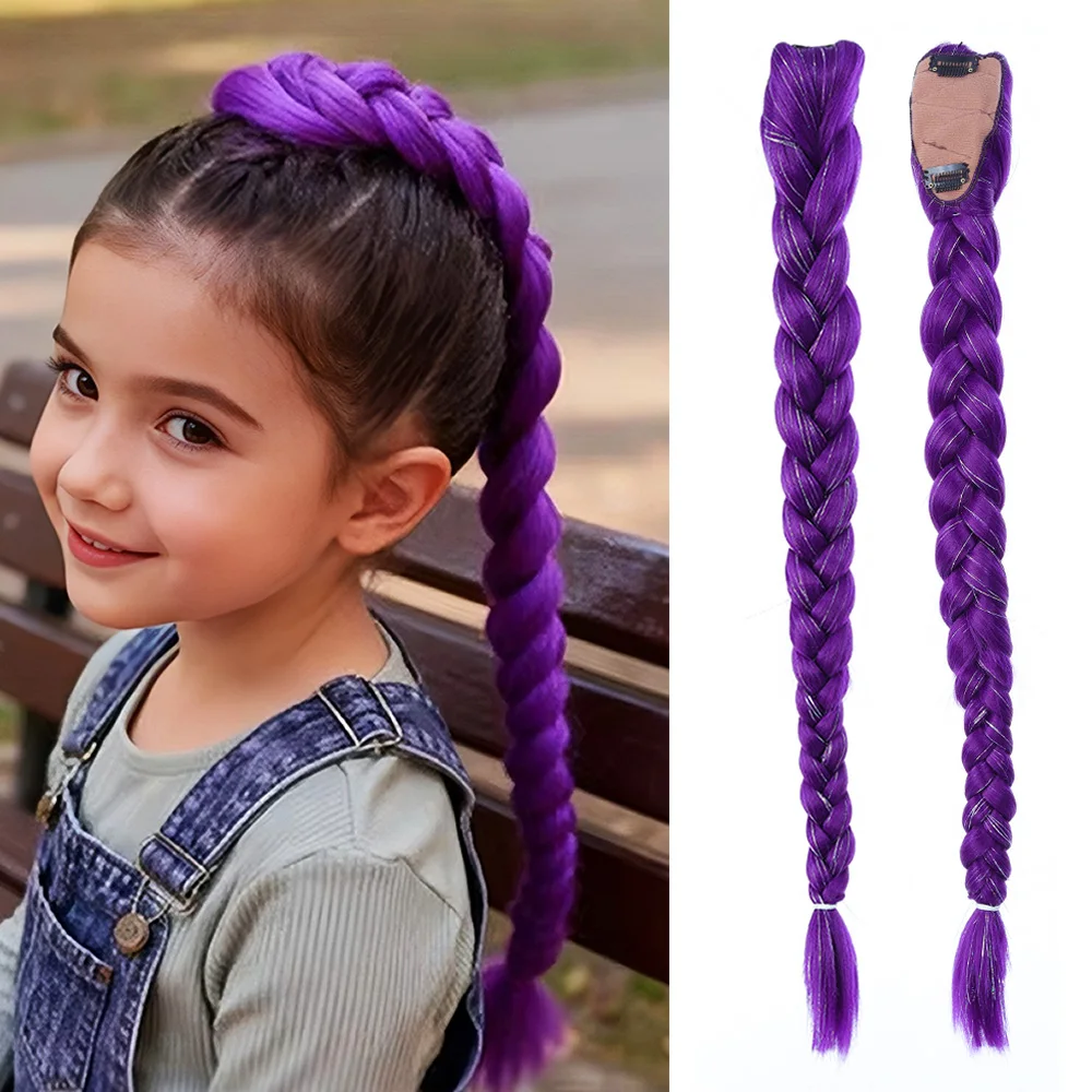 

Devil Hunter Girl 26-дюймовый фиолетовый и серебряный плетеный парик, детское издание, длинные волосы, аксессуар для ролевых игр