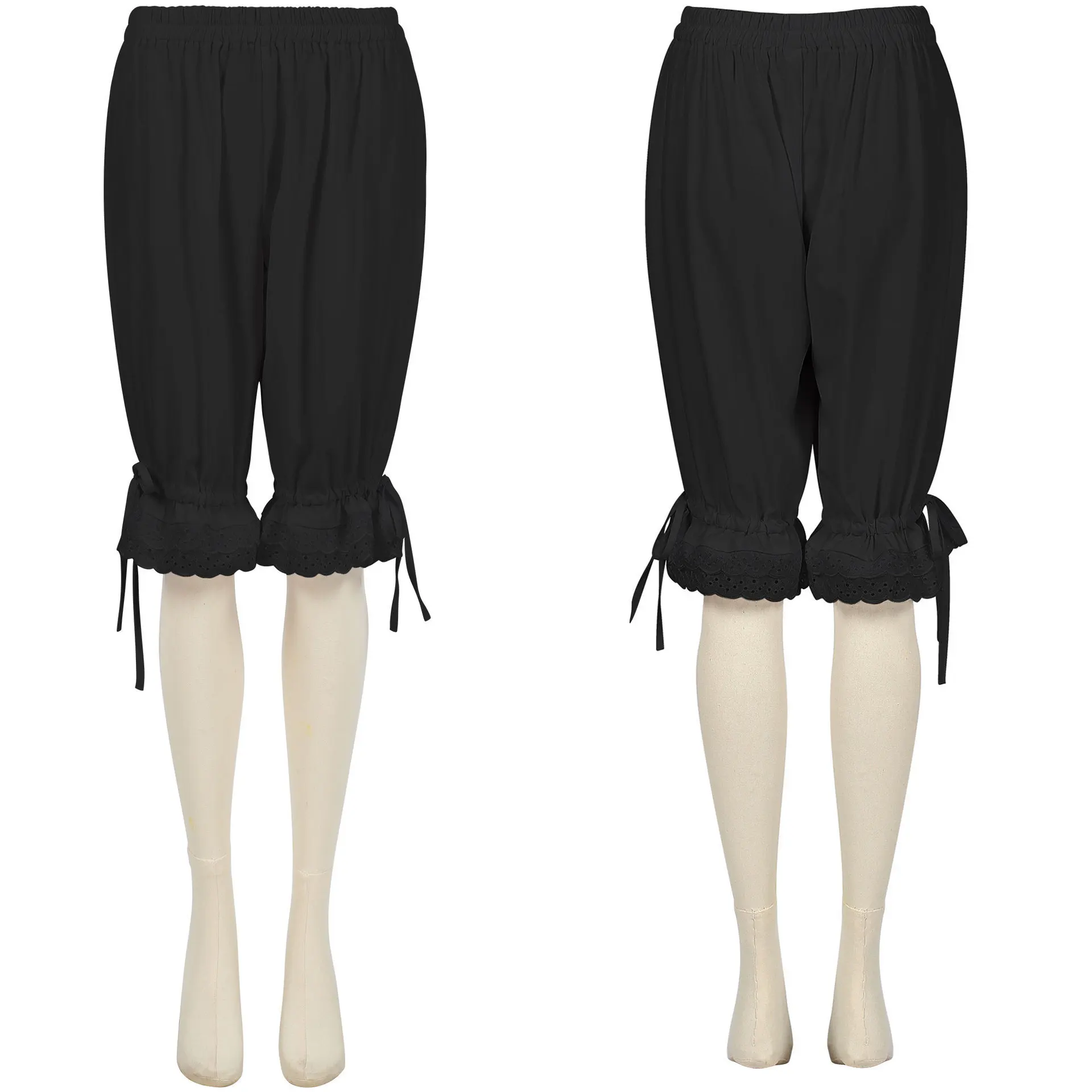 Pantaloni da donna in pizzo sciolto Pantaloni lanterna Performance sul palco Colore puro Lunghezza cinque quarti Faion da donna Primavera Autunno Taglia XL