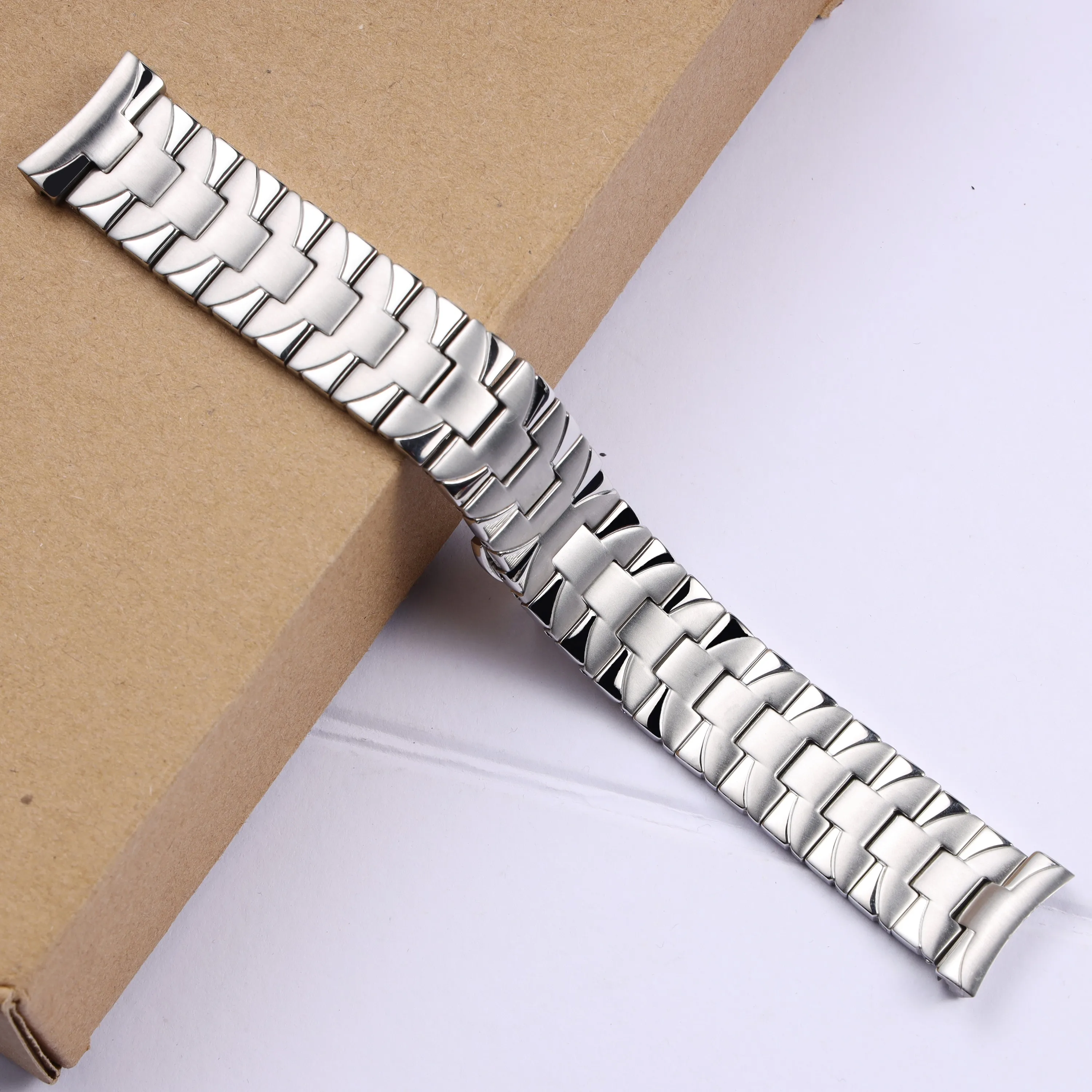 22mm 24mm silver black solid stainless steel watchband for Panerai Pam metal watch strap curve end wrist bracelet