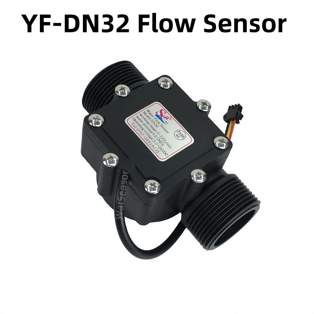 

3.5~24Vdc YF-DN32 Water liquid Plastic Hall Turbine Flow Sensor Meter Max2.0Mpa