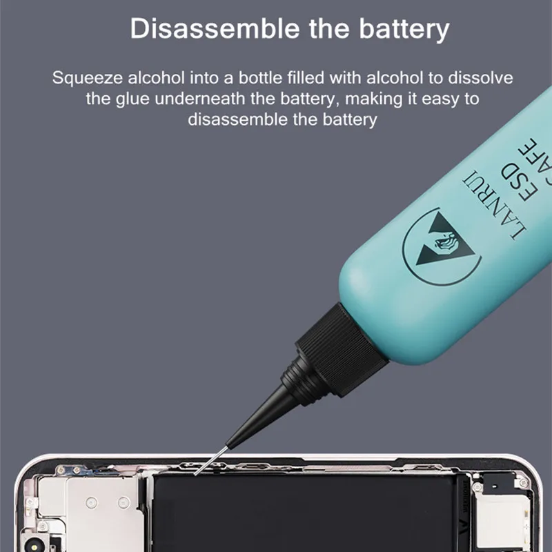 

Lanrui 60 мл шприц ESD-SAFE, пустая бутылка, используемая для наполнения клея, промывочной доски, герметичная бутылка для воды, инструмент для ремонта телефона