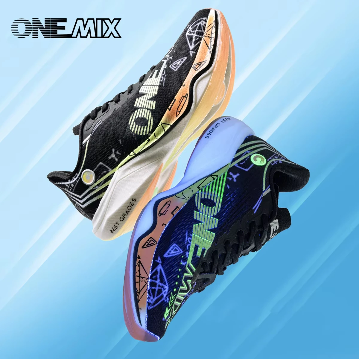 ONEMIX 마라톤 나일론 카본 보드 러닝 레이싱 슈즈, 전문적인 안정적인 지지력, 충격 완화, 초경량 리바운드 맨 스니커즈 썸네일 4