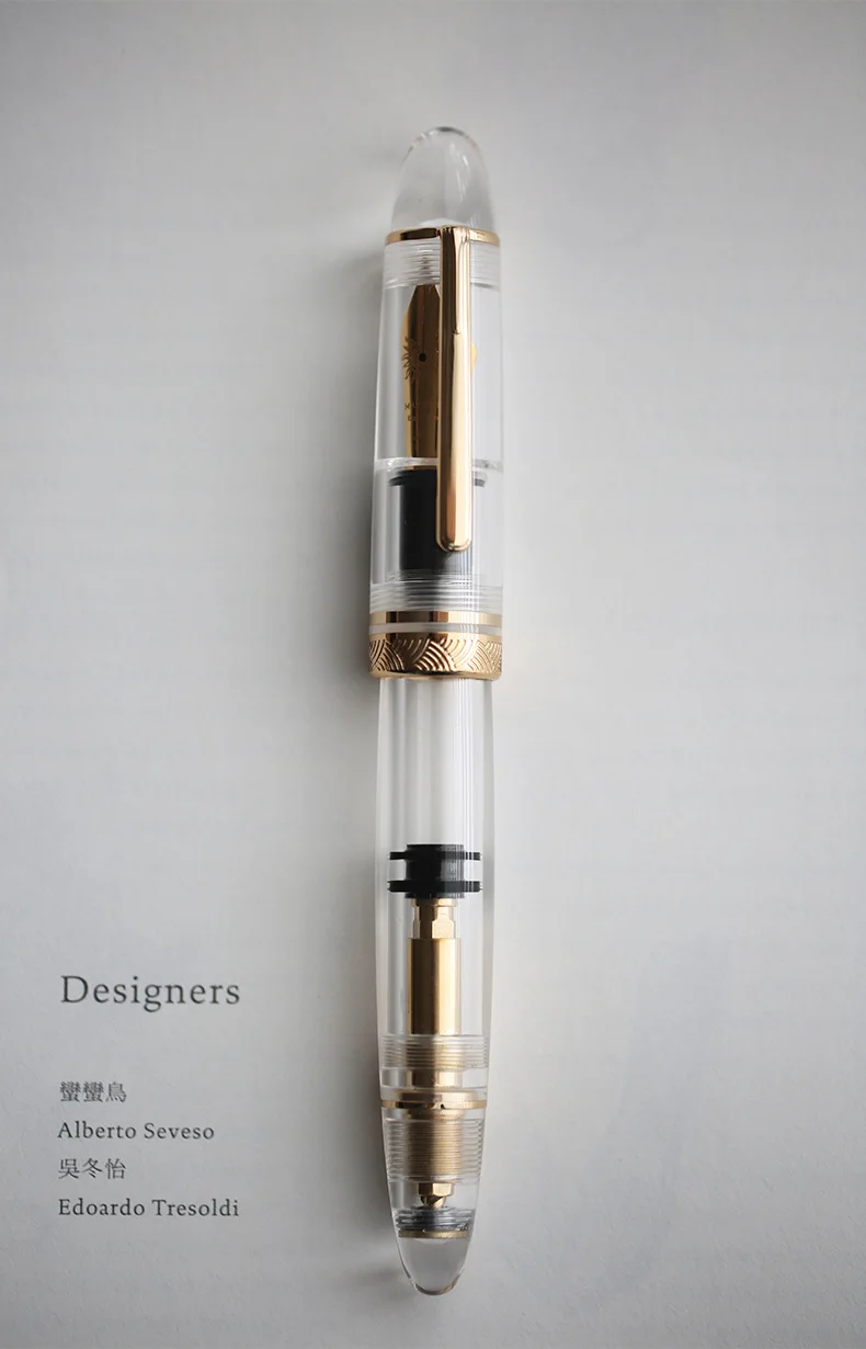MAJOHN P140 Füllfederhalter aus transparentem Acryl mit Kolben, Nr. 8, F/M-Feder, großes Tintenkapazität, luxuriöser Demonstrator-Stift zum Schreiben – Detail 9