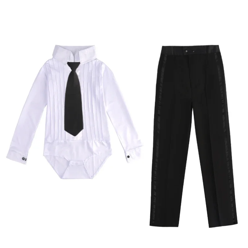 ballroom boy Latin dancing tango competition suit children's professional dance wear boy salsa shirt + pants