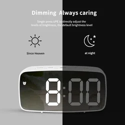 Acrylic Mirror Alarm Clock Electronic Watch Desk Digital Moment Bedroom Decoration Table Accessory Smart Hour Led  Awakening