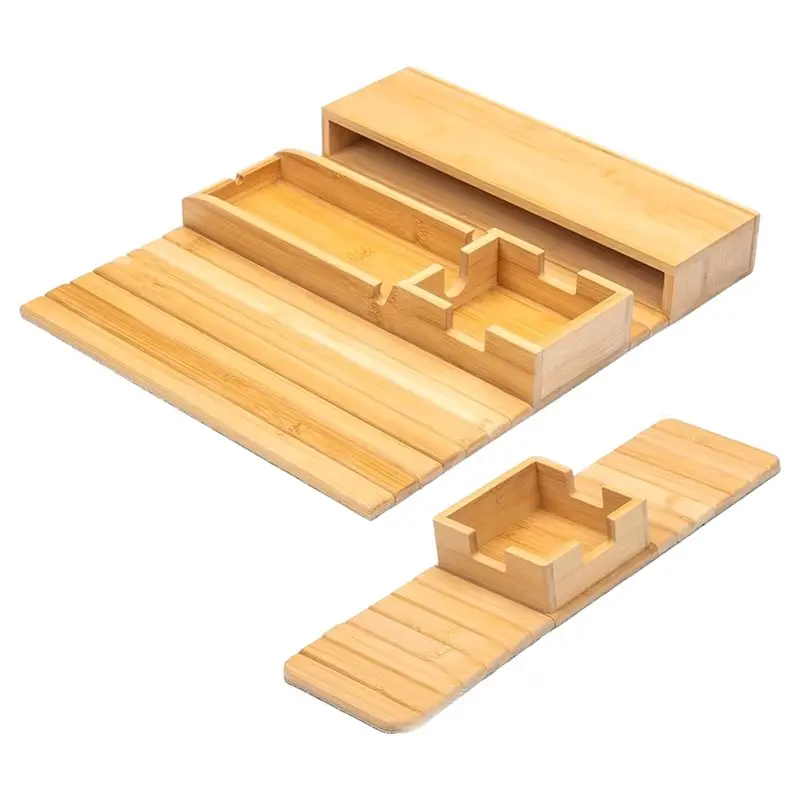 

AB39-Bamboo Tray Foldable With Cup Holder, Magnetic Detachable Design- For Couch, Armrest, Drinks, Snacks, Remotes& Phones