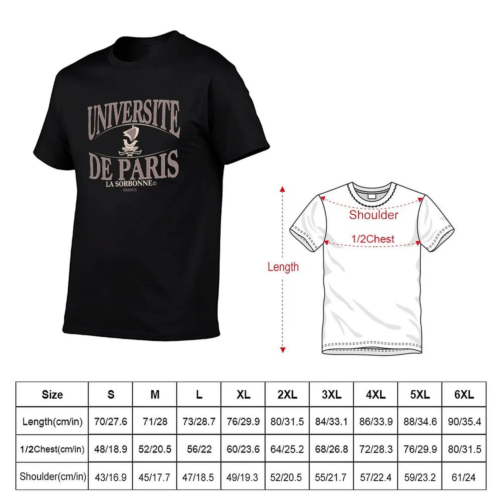 Vintage 80s Paris Sorbonne Universit T-Shirt man t shirt summer funny t shirts dark humor man t shirts graphic T-Shirt