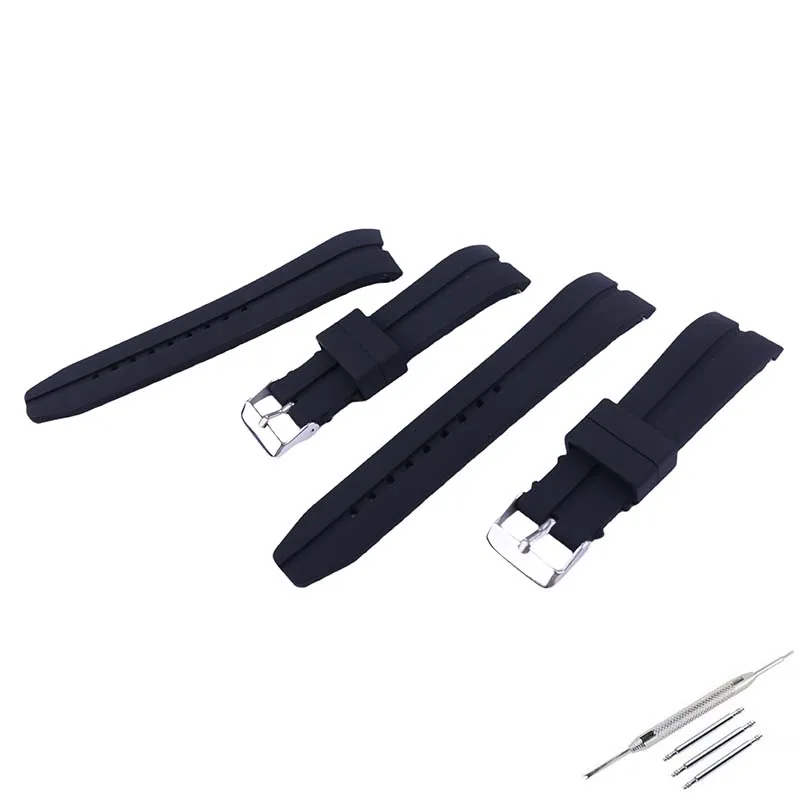 

Men's silicone Sports waterproof watch band 22mm belt buckle rubber strap universal various curved watch strap Watch accessories