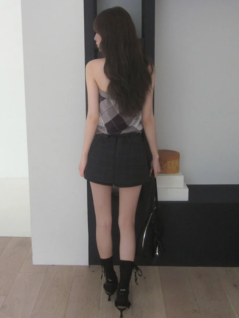

Design Sensation Color Blo Diamond Pattern Knitted Vest Women's Summer New Sle Sexy Bal Svel Top