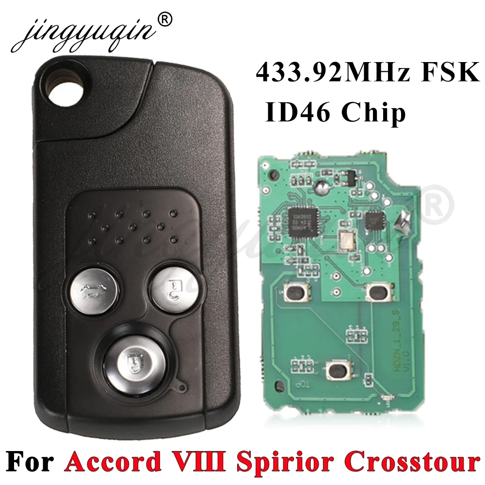 

jingyuqin 433.92Mhz FSK ID46 Smart Car Key For Honda Accord Ⅷ Spirior Crosstour 2007-2012 Auto Keyless Go Remote Control Fob