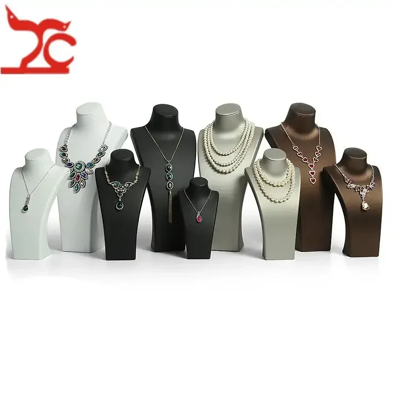 Exhibitor Window Display Stand Luxury Pu Leather Display Bust Mannequin Necklace Storage Model Jewelry Pendant Organizer Shelf