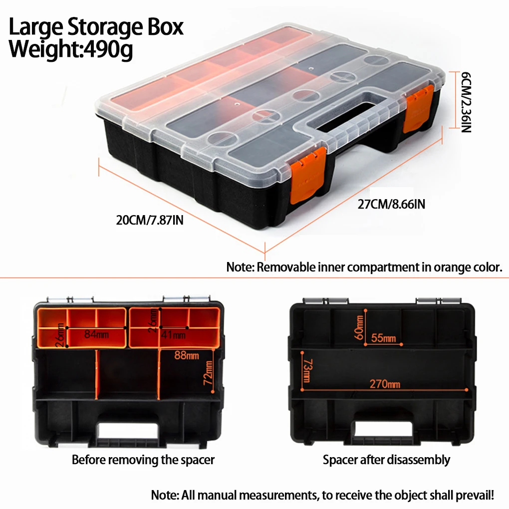 Portable Parts Box Hardware Storage Toolbox Plastic Case Multi-Grid Combination Screw Storage Box Garage Repair Tool Box