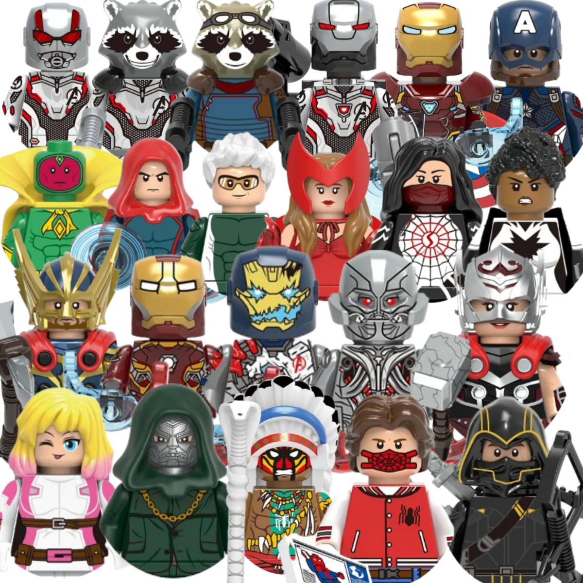 

Hot toys Marvel building blocks Iron Man Thor Vision mini brick toys anime children's party gifts