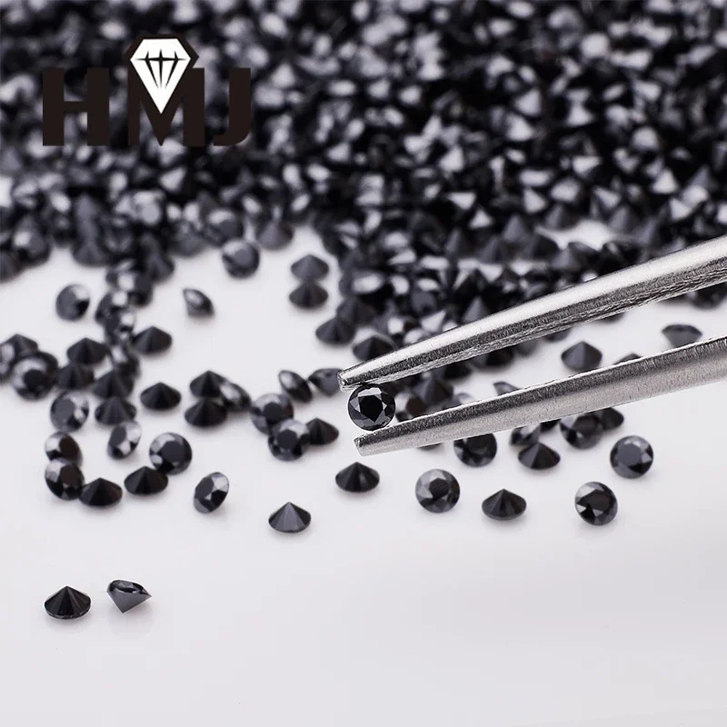 

100% Real Loose Gemstones Black Moissanite Round Cut Wholesale 0.8-2.9mm Small Size DIY beads for jewelry making