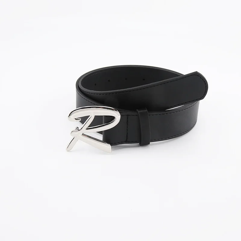 Hoge Kwaliteit En Modieuze Dames Eenvoudige En Gladde Letter R Gesp Riem Dames Kleding Jeans Dames Decoratieve Riem