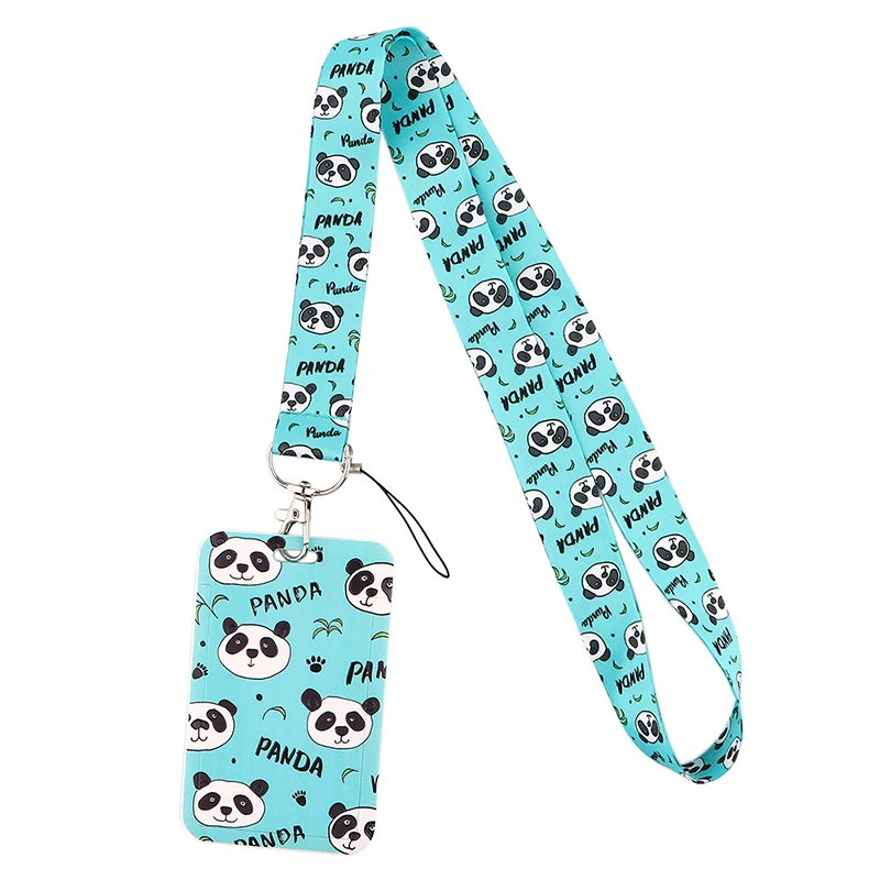 Lovely giant panda Manga  Lanyard Badge Holder ID Card Lanyards Cell Phone Rope Key Lanyard Neck Straps Keychain