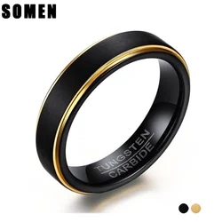 5mm Men's Black Tungsten Carbide Ring Engagement Rings Gold Color Design Matte Brushed Wedding Band Rings Anillos US