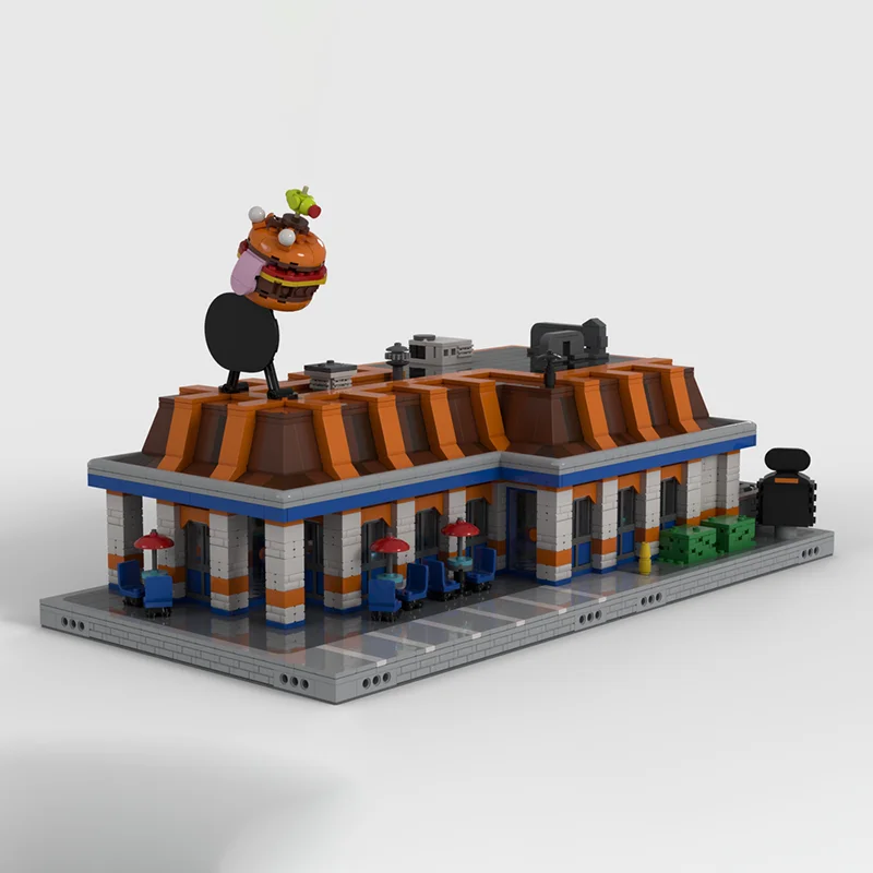 Street View Modello Moc Mattoni da costruzione Burger Ristorante Modello Tecnologia Blocchi modulari Regali Giocattoli di Natale Set fai da te Assemblaggio