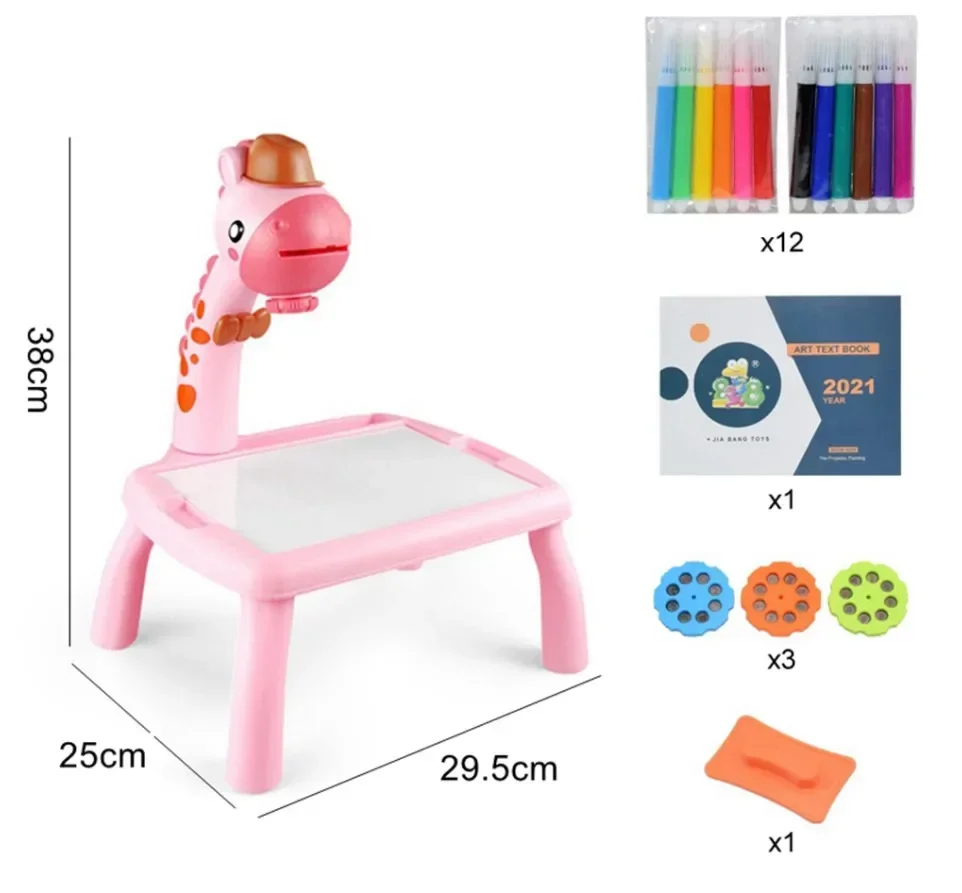 Kids LED Projector Drawing Art Table Toy set Painting Board Desk Early Educational Multifunctional Writing puzzle Toys Gifts