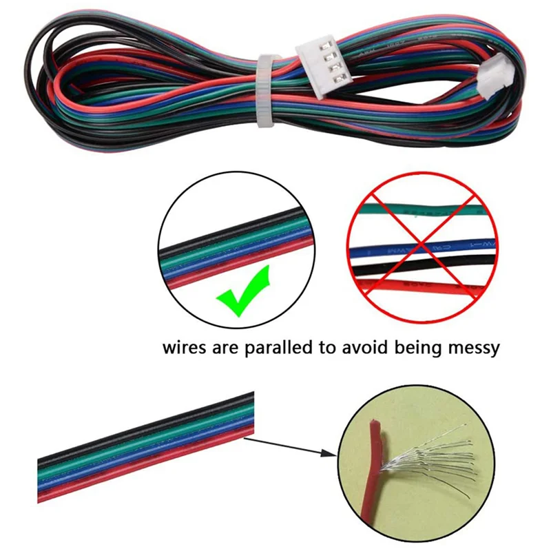 12Pcs 2M 모터 커넥터 케이블 XH2.54 4Pin To XH2.0 6Pin 흰색 터미널 3D 프린터 스테퍼 용 병렬 모터 와이어