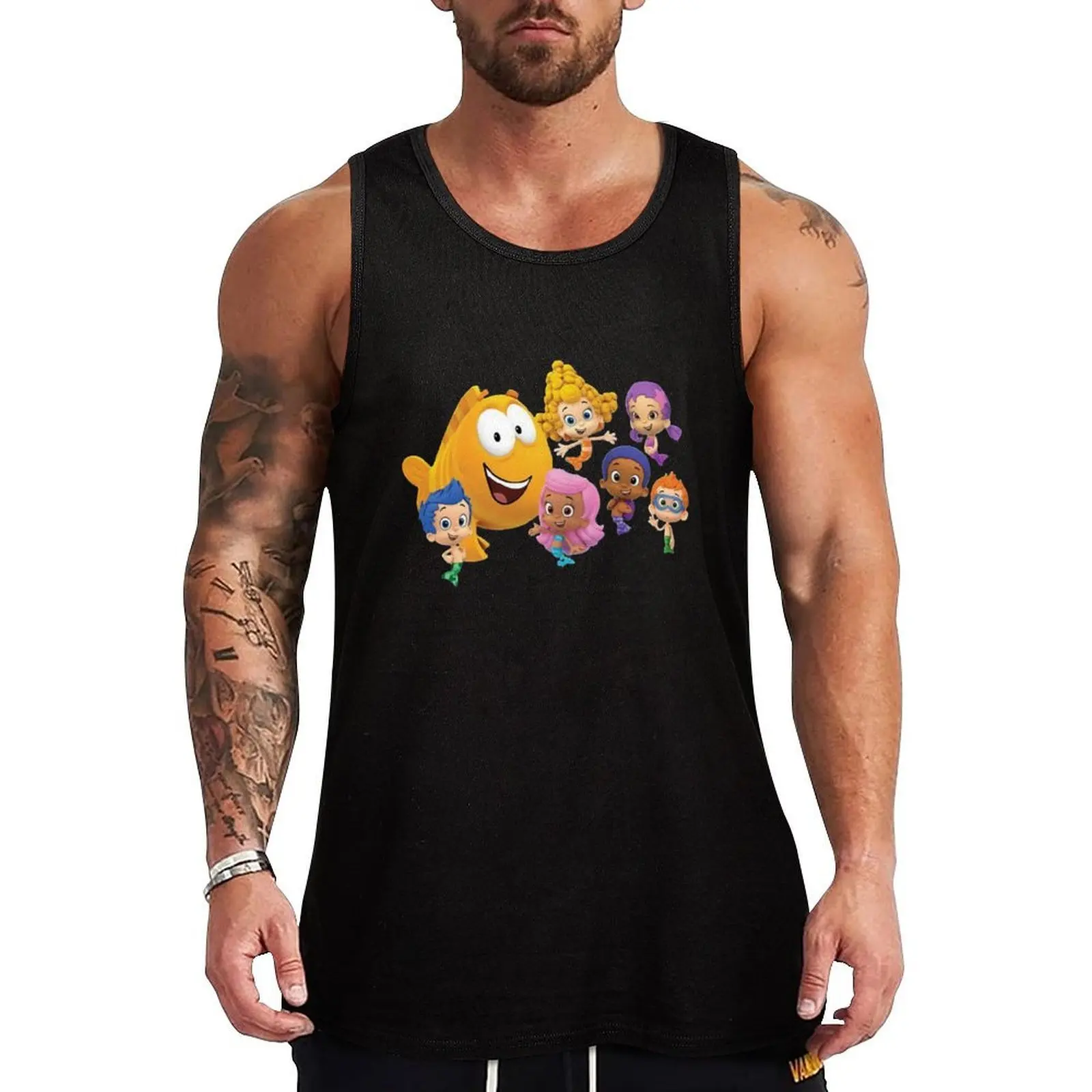 

Day Gift Happy Cartoon Bubble Guppies Christmas Tank Top clothes for men summer t-shirts man Bodybuilding shirt