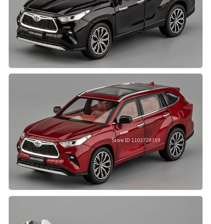 Maßstab 1:24 Highlander RAV4 Spielzeugmodell Miniaturautos Legierung Druckguss Sound Licht Türen geöffnet Zurückziehen Stoßdämpfung Jungen Geschenke – Detail 12