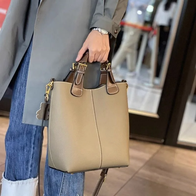 Handbag Female New Style Bucket Bag Sense of Advanced Middle-aged Lady Crossbody Bag Fashion Magnetic Buckle