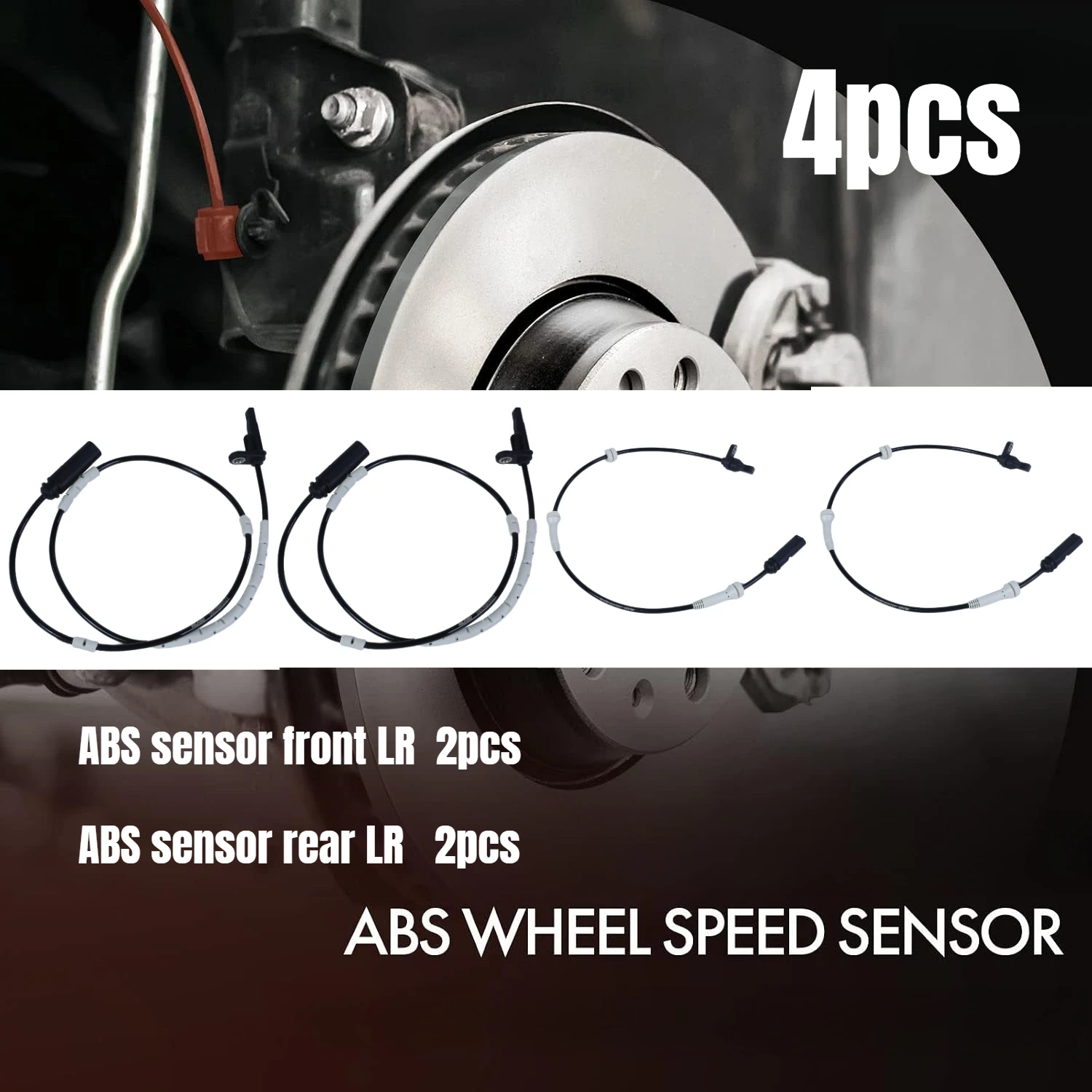 Pack of 4 ABS Wheel Speed Sensors Front & Rear L&R for BMW 340i,428i,430i,435i,440i,ActiveHybrid 3,M2,M235i, M240i,228i,230i