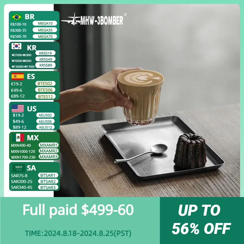 

MHW-3BOMBER Flat Tray Square Tea Cup Coffee Tray Stainless Steel Tray