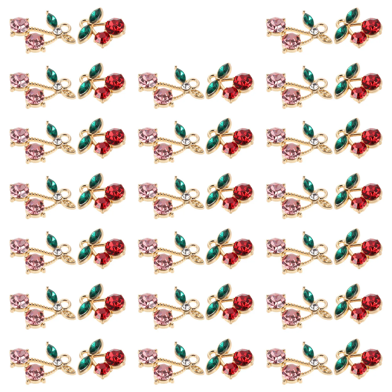 

40 шт., подвески из вишневого сплава, стразы, сделай сам, изготовление ювелирных изделий для браслетов, ожерелий, серег, брелоков, подвеска с вишней