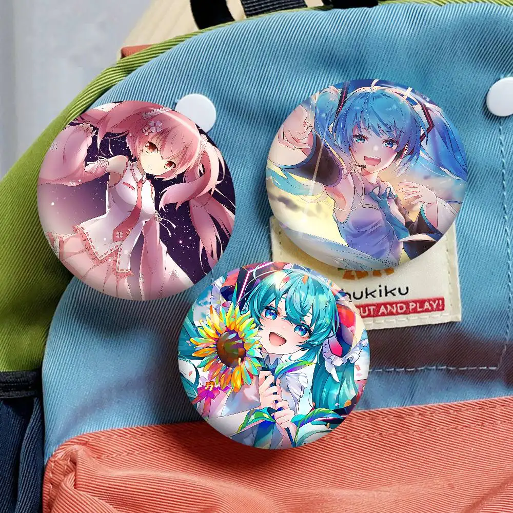 Popular Kawaii H-Hatsune Singer M-Miku Tinplate Pin Button Custom Anime Role Old-school Brooch Collar Badge Jewelry Gift Fans