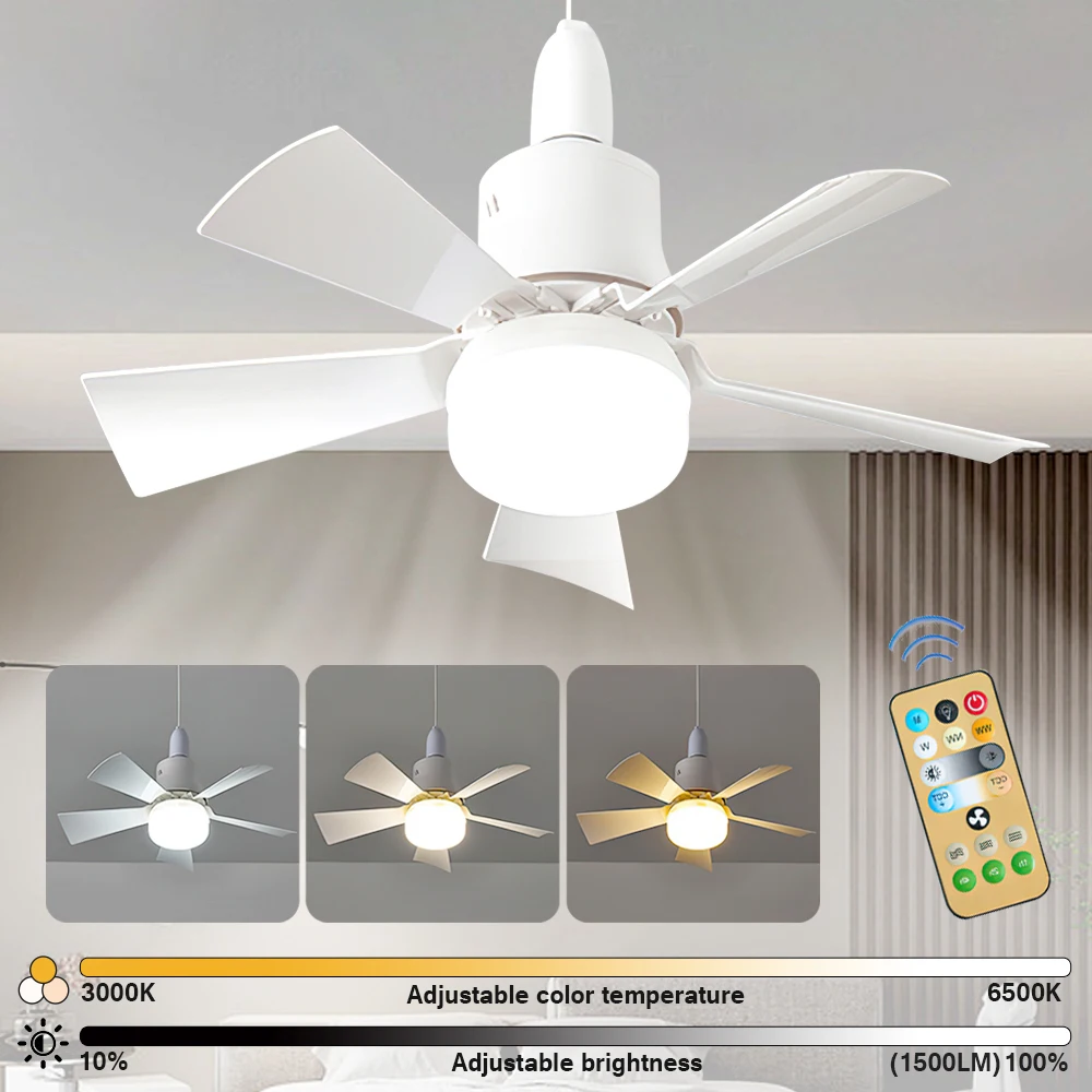 Ventilateur de Plafond avec Lumière LED, Télécommande, Fonction de Gradation, Support de Plafond Moderne pour Cuisine, Chambre à Coucher, Salle à Manger