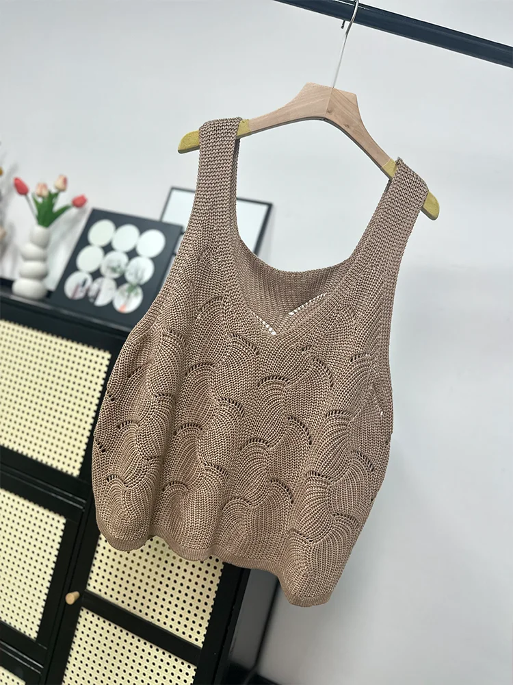 High Quality 2024 Vest Large and Short Knitted Layered Cotton Vest for Women's Autumn and Winter Underwear Sweater