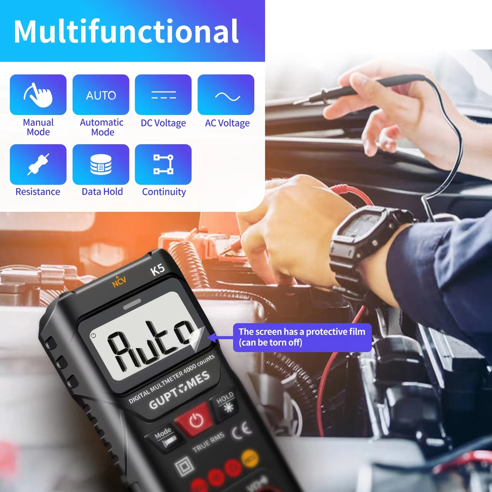 Digital Multimeter 4000 Counter Meter Voltmeter with Automatic /Manual Mode,Intelligent Measurement AC/DC Voltage, Resistances