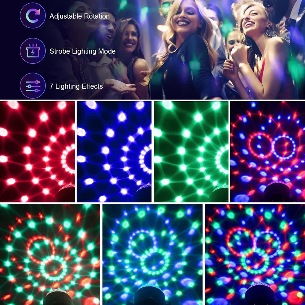 Luz de bola de discoteca, Control de sonido, iluminación Led, decoración de luz de ambiente de coche de discoteca, luz de escenario con Control remoto de Color USB