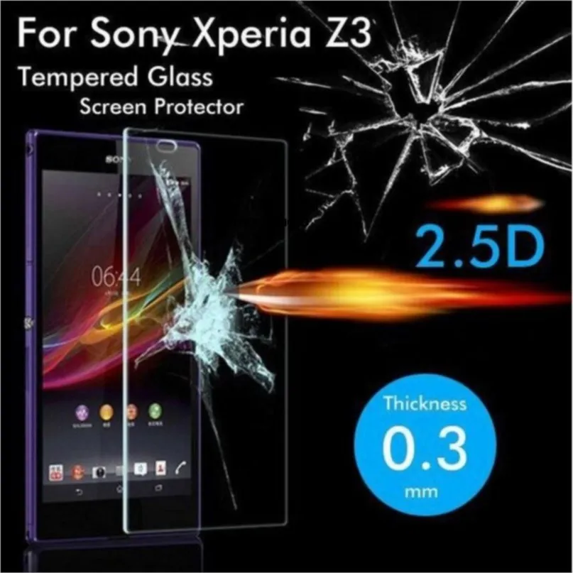 2.5d for sony xperia z3 tempered glass 9h protective film lcd screen protector guard on d6653 d6603 d6643 dual d6633 cover