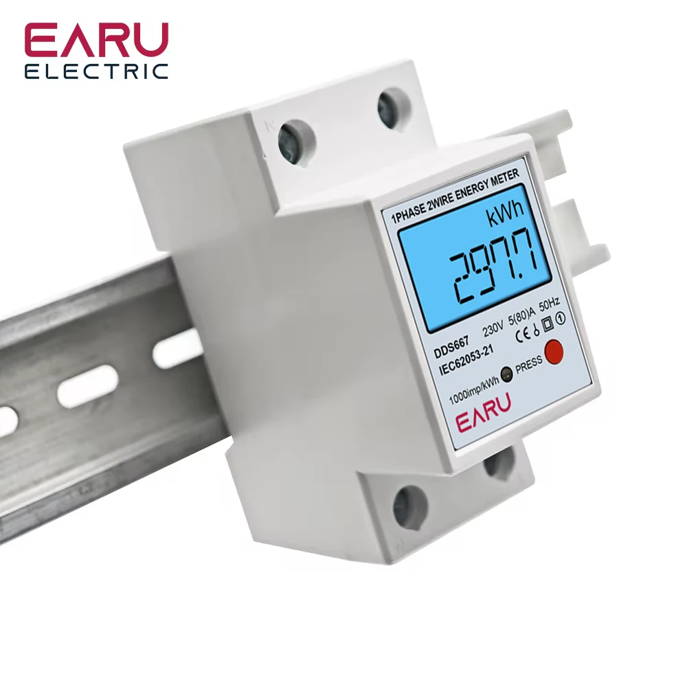 Imagem -06 - Medidor de Energia Monofásico com Luz de Fundo Digital Lcd Wattmeter Eletrônico Reconjunto Zero Consumo de Energia Trilho Din ac 110v 220v 80a Kwh