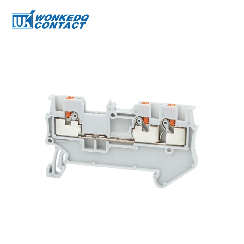 10Pcs PT1.5-TW PT 1.5-TW Push-In Twin 3-Conductor Feed-Through Strip Wire Electrical Connector Din Rail Terminal Block PT 1.5TW