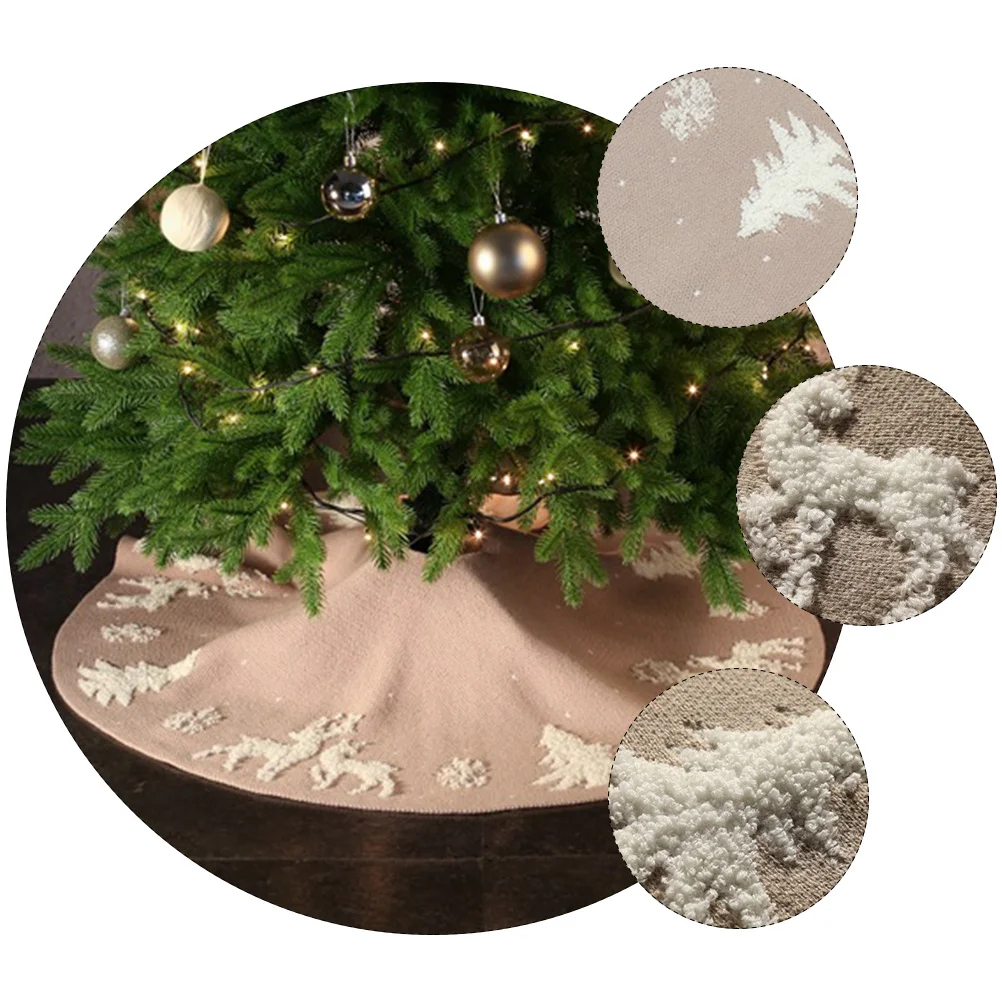 

1pc Christmas Tree Skirt Red Wine Deer Pattern Xmas Foot Cloth Traditional Decorations For Holiday Party Home Hotel Winery