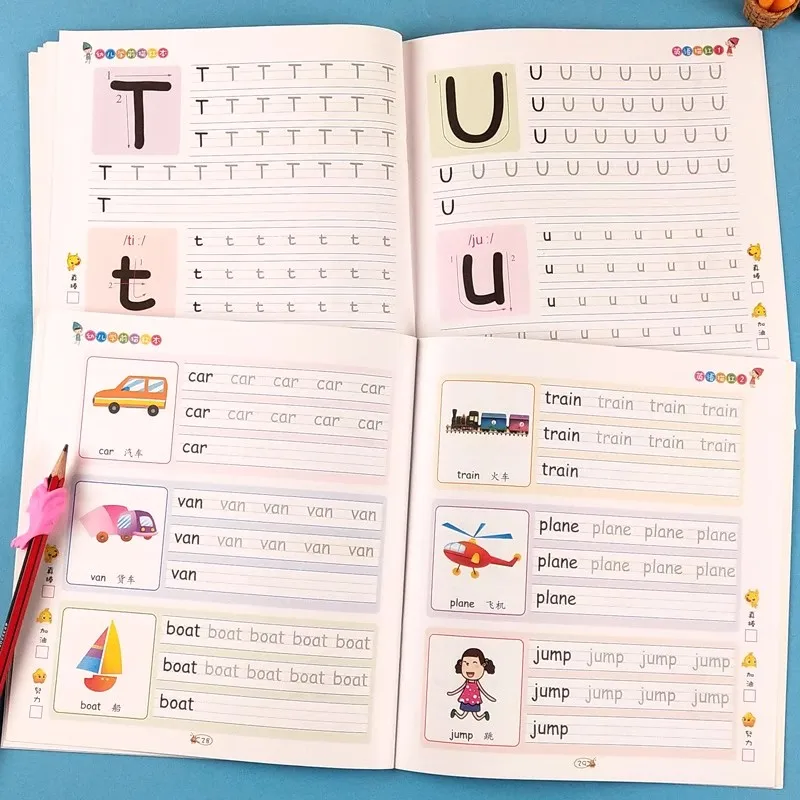 

2 Books/Set English Tracing Books ABC Writing Practice Workbooks Handwriting Exercises for Kids Learn to Write Alphabet