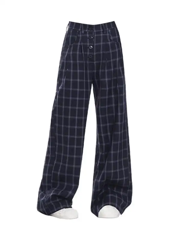 فضفاض مستقيم السراويل واسعة الساق المرأة حجم كبير تصميم منخفضة الخصر خمر منقوشة السراويل العصرية الساخن فتاة الخريف Faion #3